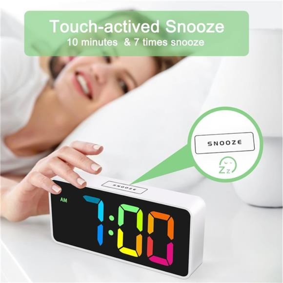 7.5 Inches Large Digital Alarm Clock for Seniors & Kids, 0-100% Dimmable Display - Picture 4 of 6